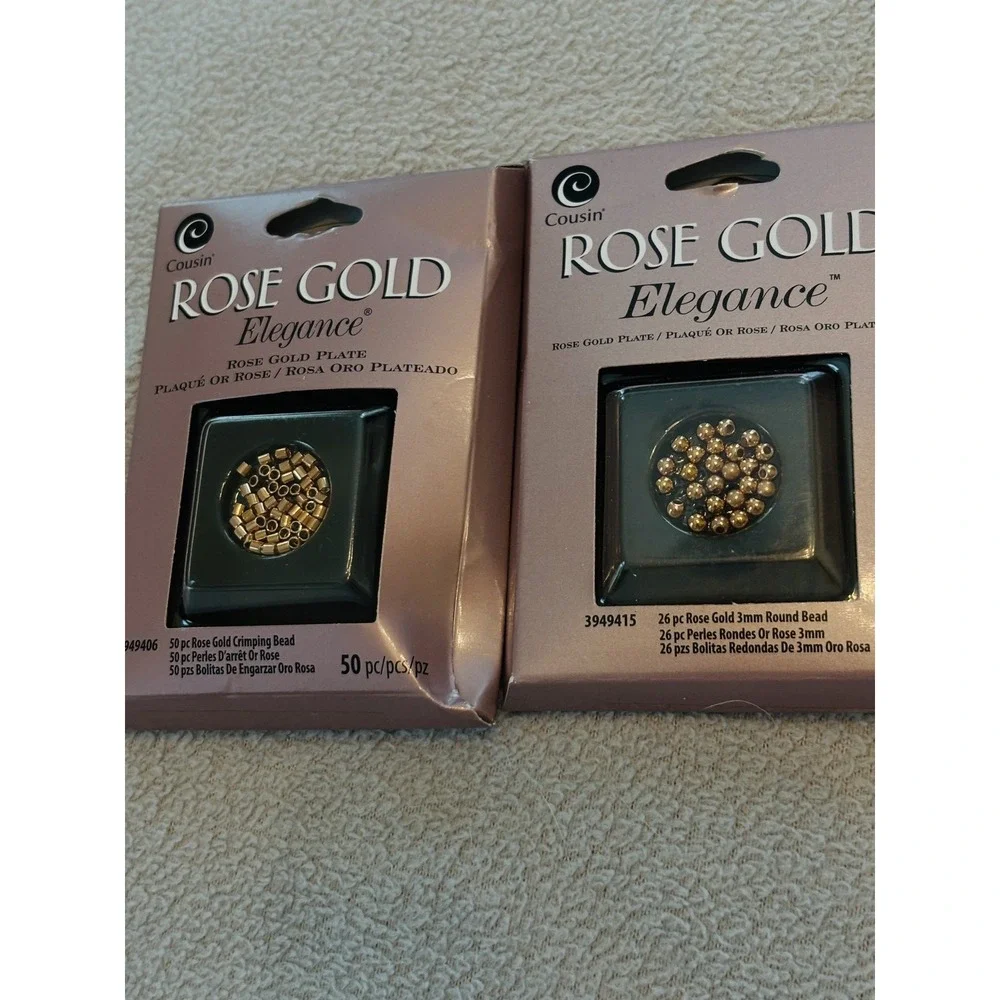 LOT - COUSIN ROSE GOLD ELEGANCE Jewelry Making Parts EAR HOOKS, Clasps, BEADS